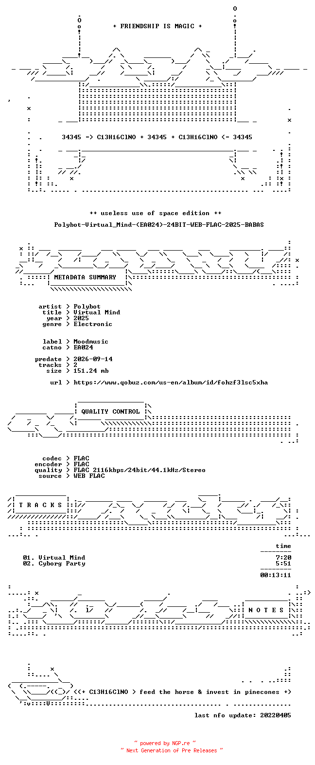 NFO for the release Polybot-Virtual_Mind-(EA024)-24BIT-WEB-FLAC-2025-BABAS by BABAS
