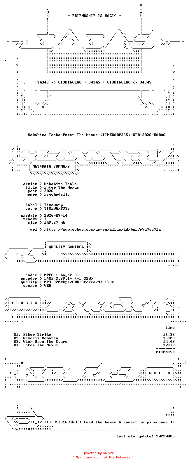 NFO for the release Nekohita_Tenko-Enter_The_Nexus-(TIMEWARP335)-WEB-2026-BABAS by BABAS