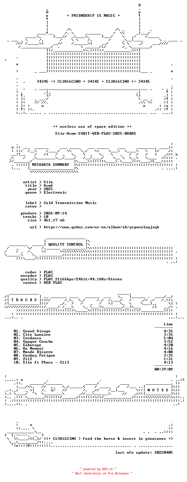 NFO for the release Siie-Acme-24BIT-WEB-FLAC-2025-BABAS by BABAS