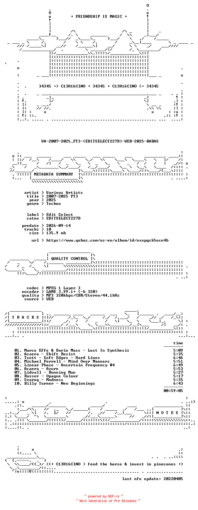 NFO for the release VA-2007-2025_PT3-(EDITSELECT227D)-WEB-2025-BABAS by BABAS