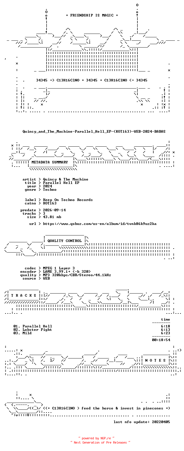 NFO for the release Quincy_and_The_Machine-Parallel_Hell_EP-(KOT163)-WEB-2024-BABAS by BABAS