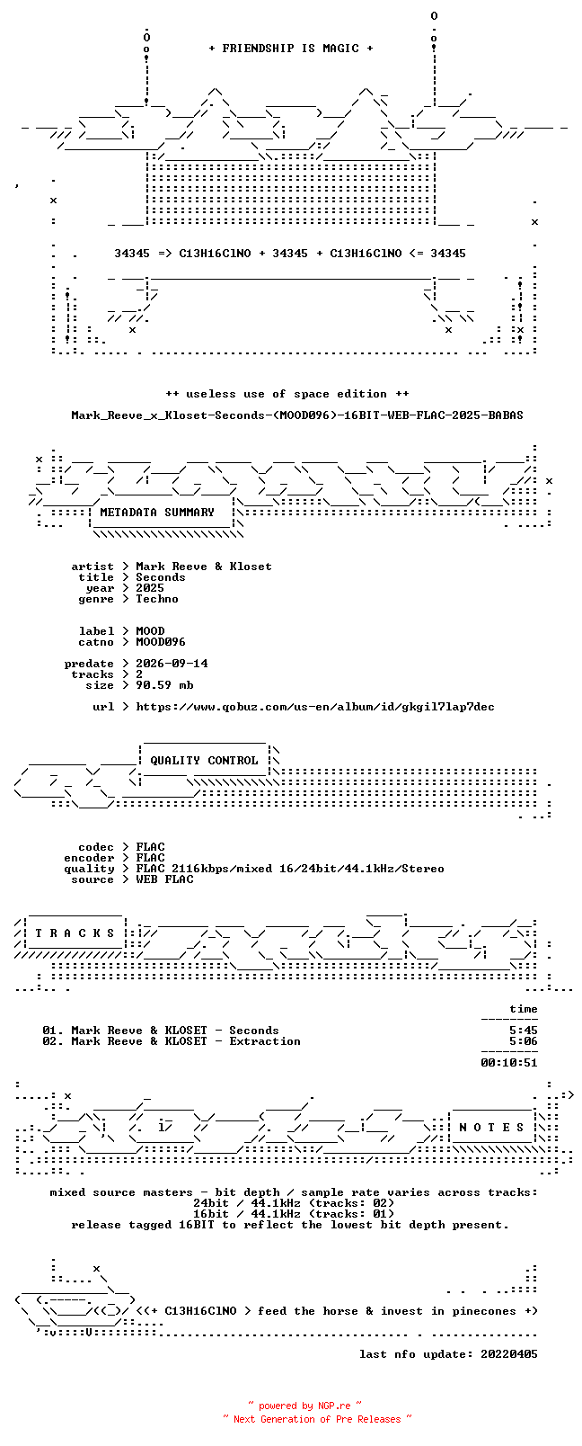 NFO for the release Mark_Reeve_x_Kloset-Seconds-(MOOD096)-16BIT-WEB-FLAC-2025-BABAS by BABAS