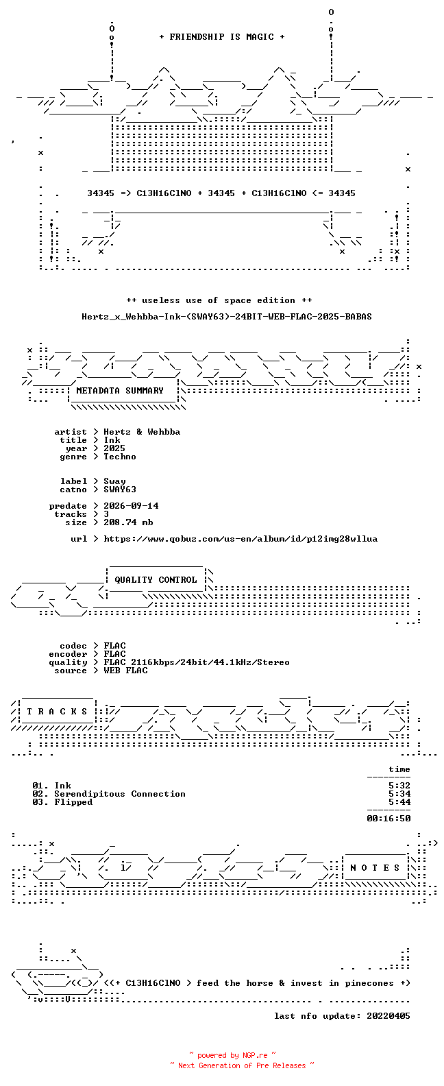 NFO for the release Hertz_x_Wehbba-Ink-(SWAY63)-24BIT-WEB-FLAC-2025-BABAS by BABAS