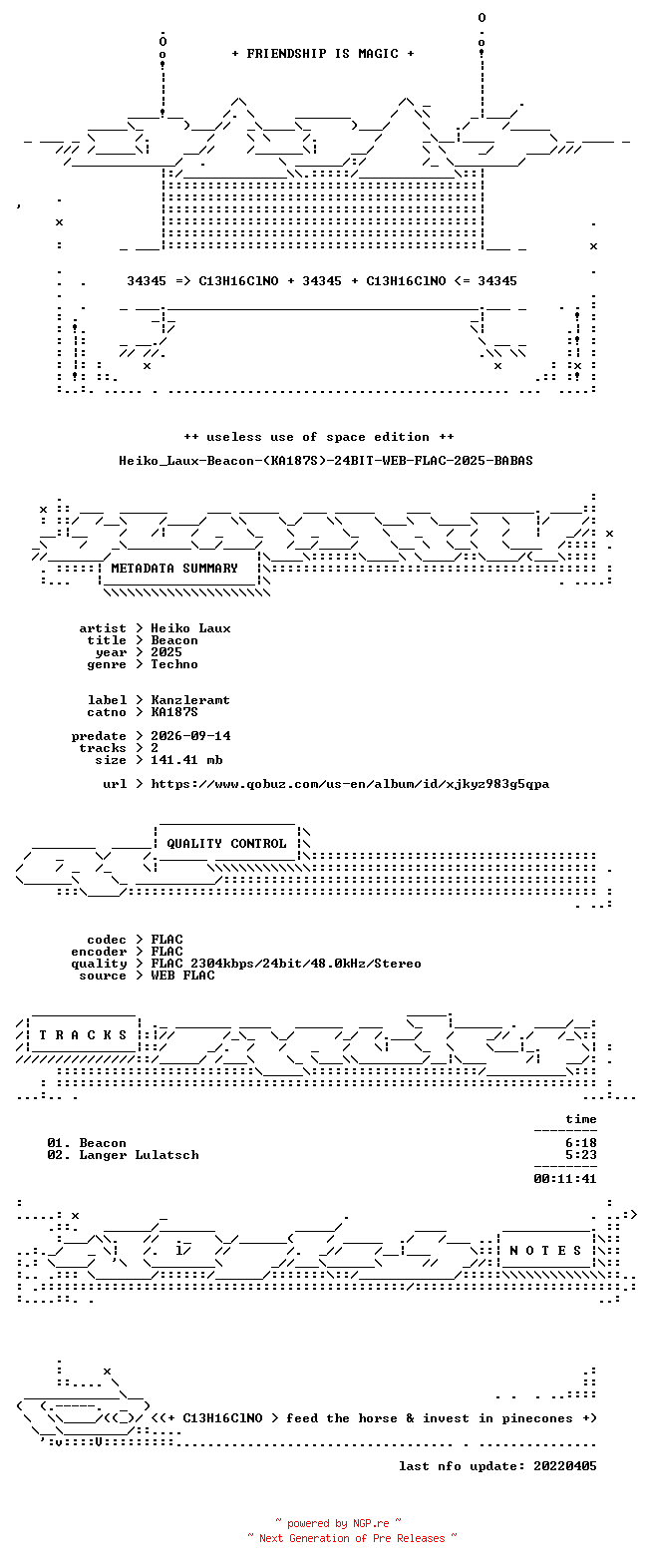 NFO for the release Heiko_Laux-Beacon-(KA187S)-24BIT-WEB-FLAC-2025-BABAS by BABAS