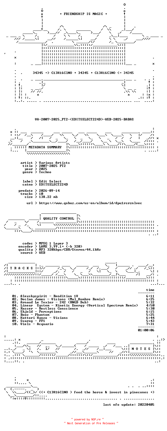 NFO for the release VA-2007-2025_PT2-(EDITSELECT224D)-WEB-2025-BABAS by BABAS