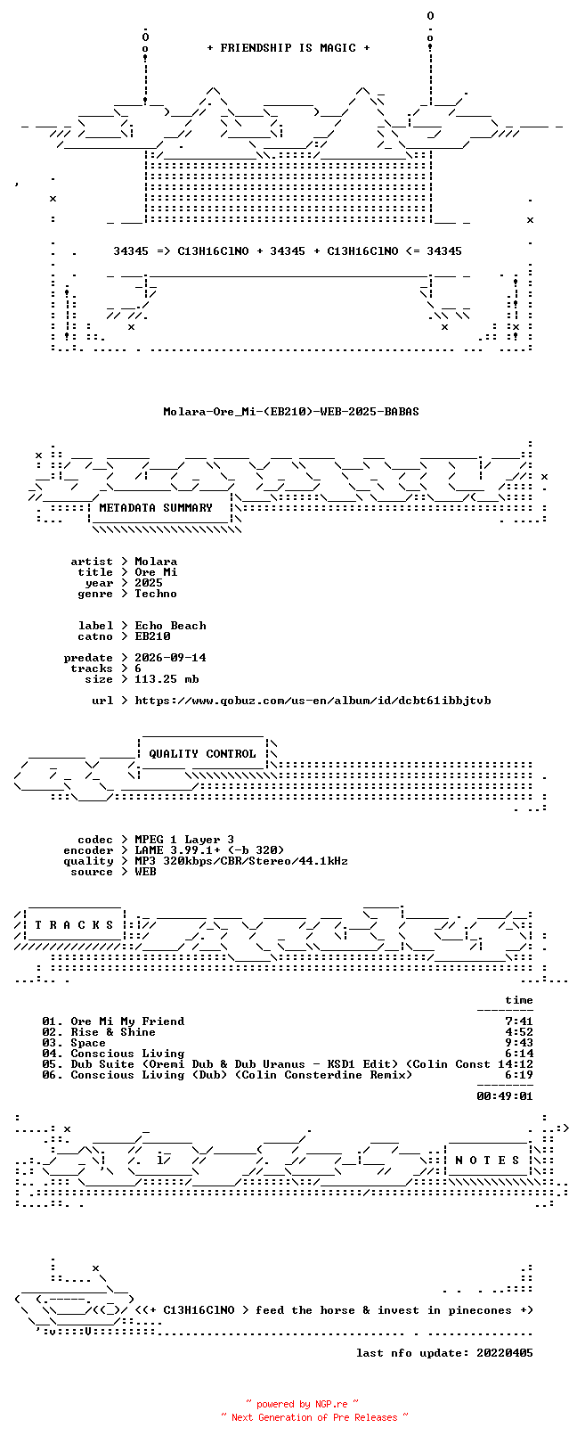 NFO for the release Molara-Ore_Mi-(EB210)-WEB-2025-BABAS by BABAS