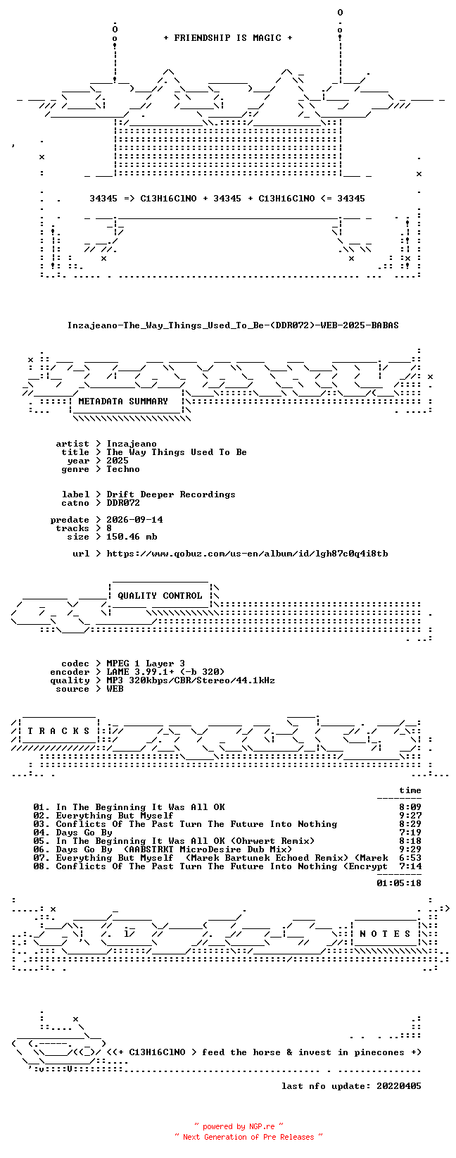 NFO for the release Inzajeano-The_Way_Things_Used_To_Be-(DDR072)-WEB-2025-BABAS by BABAS