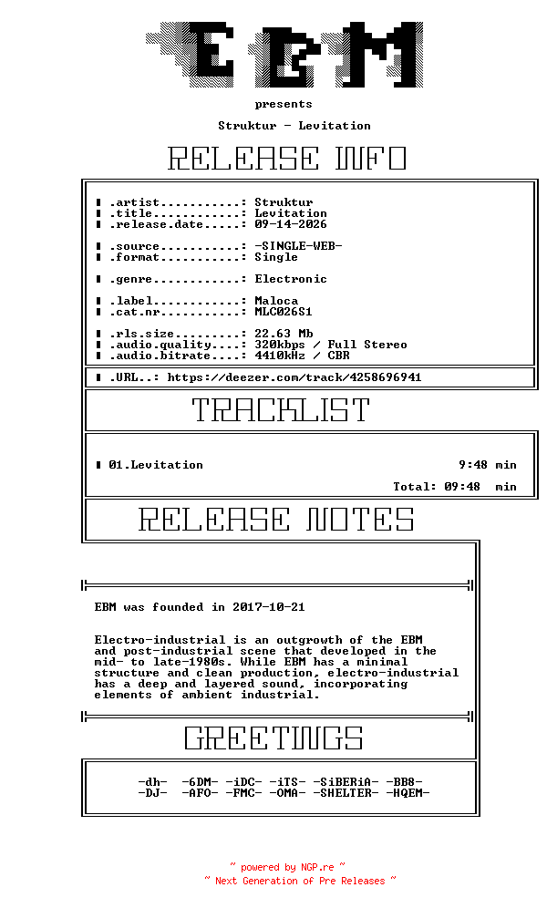 NFO for the release Struktur-Levitation-(MLC026S1)-SINGLE-WEB-2026-EBM by EBM