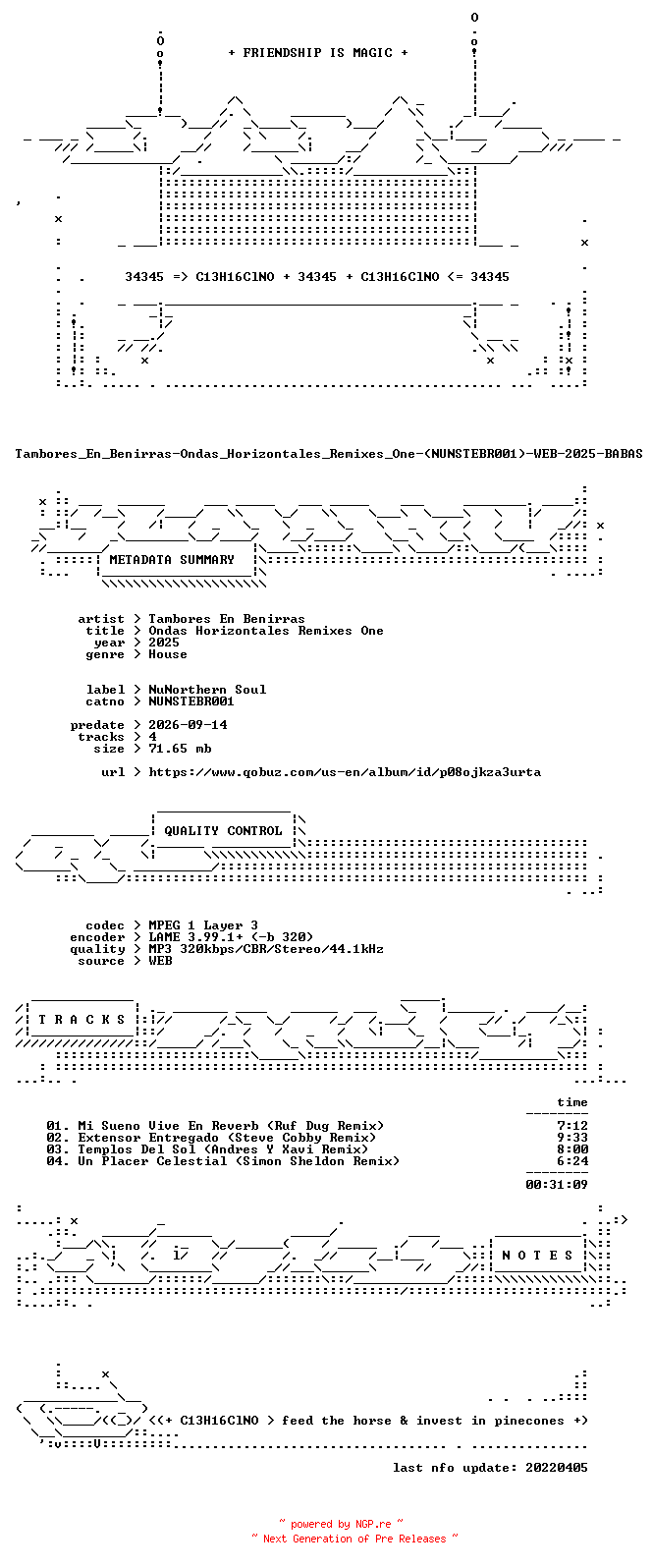 NFO for the release Tambores_En_Benirras-Ondas_Horizontales_Remixes_One-(NUNSTEBR001)-WEB-2025-BABAS by BABAS