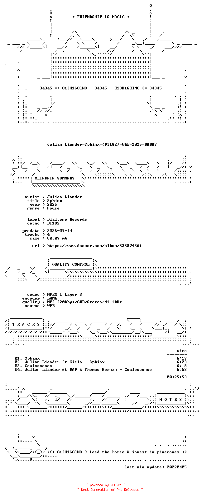 NFO for the release Julian_Liander-Sphinx-(DT182)-WEB-2025-BABAS by BABAS