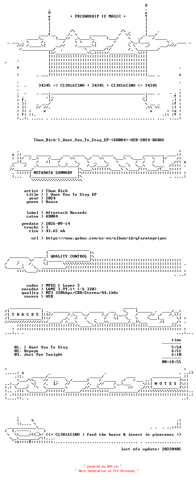 NFO for the release Thom_Rich-I_Want_You_To_Stay_EP-(AR084)-WEB-2024-BABAS by BABAS