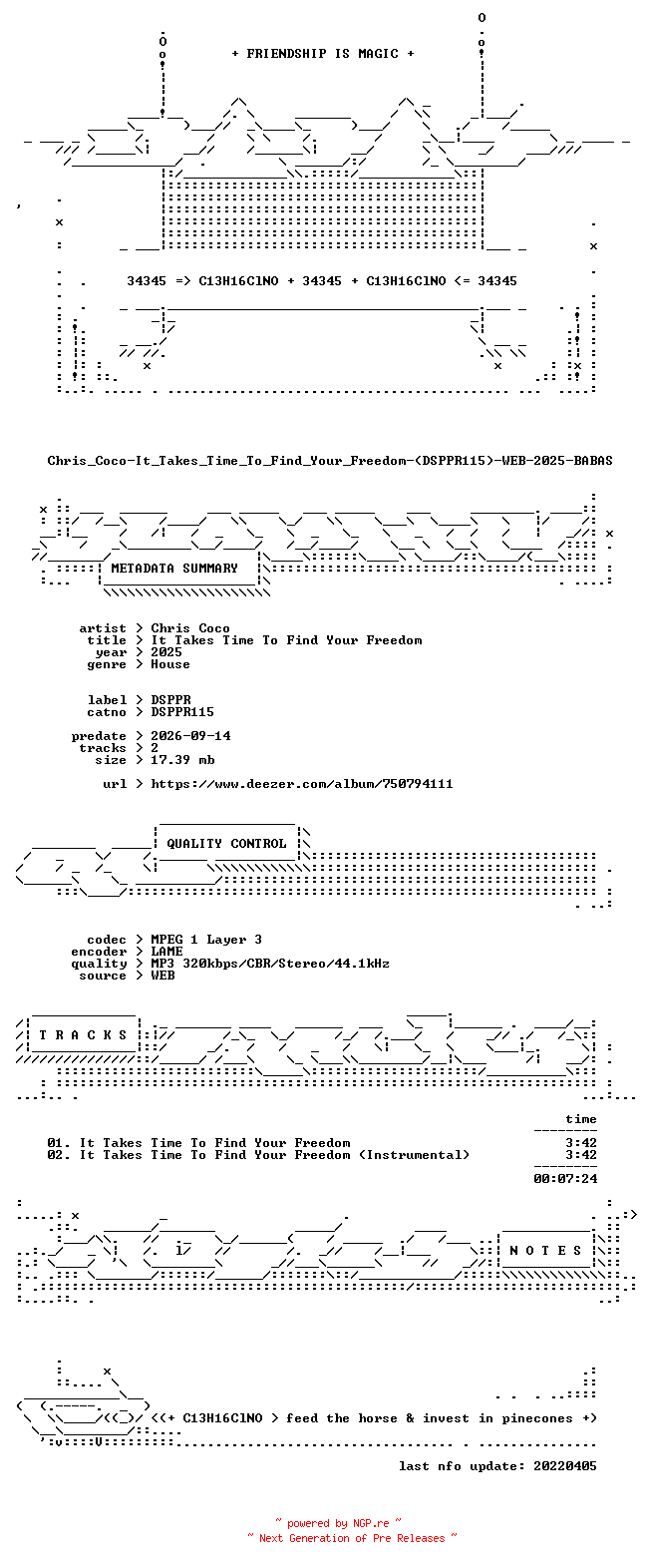 NFO for the release Chris_Coco-It_Takes_Time_To_Find_Your_Freedom-(DSPPR115)-WEB-2025-BABAS by BABAS