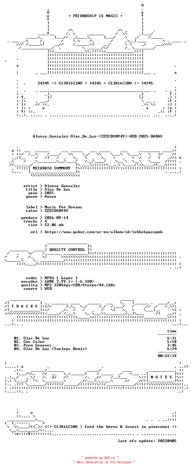 NFO for the release Alonso_Gonzalez-Olas_De_Luz-(ZZZCDS0949)-WEB-2025-BABAS by BABAS