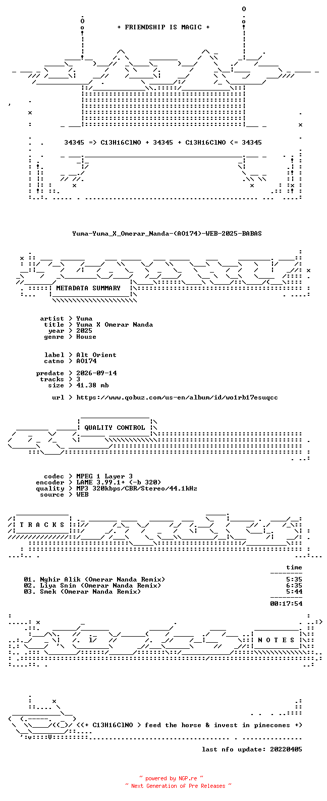 NFO for the release Yuma-Yuma_X_Omerar_Nanda-(AO174)-WEB-2025-BABAS by BABAS