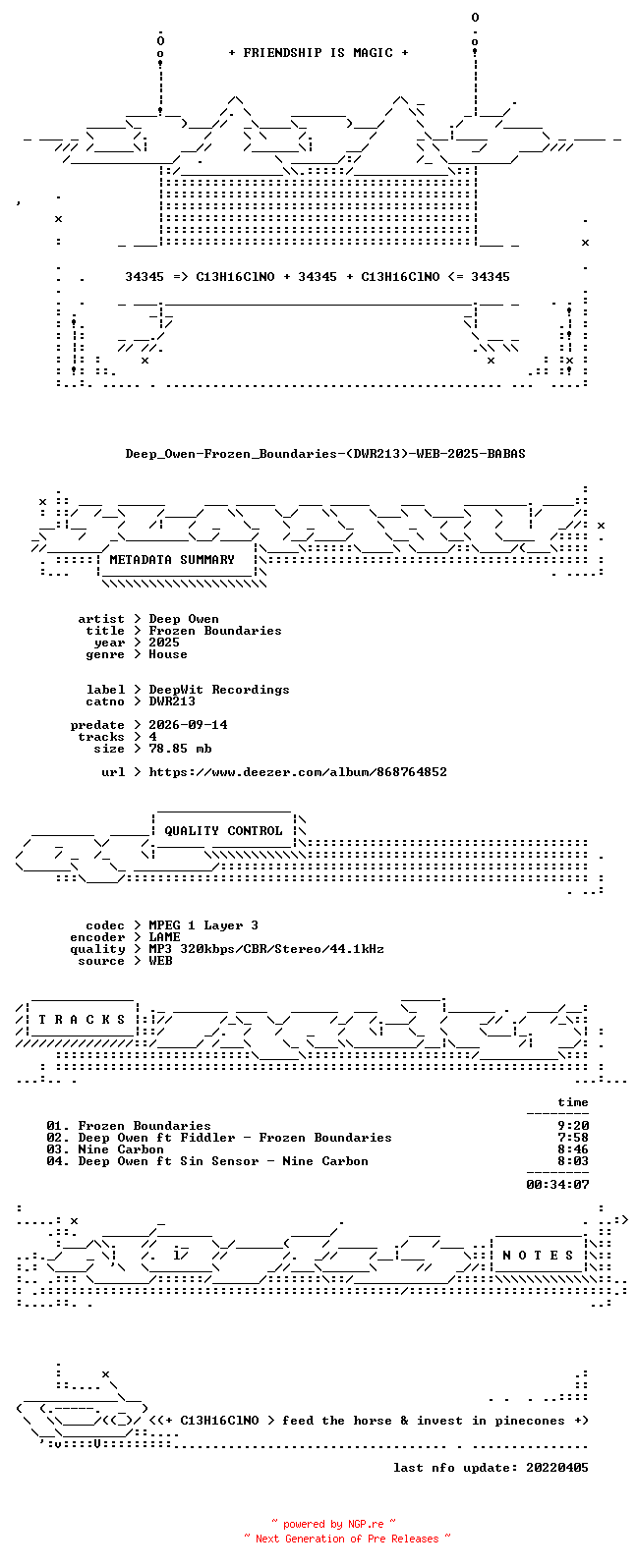 NFO for the release Deep_Owen-Frozen_Boundaries-(DWR213)-WEB-2025-BABAS by BABAS