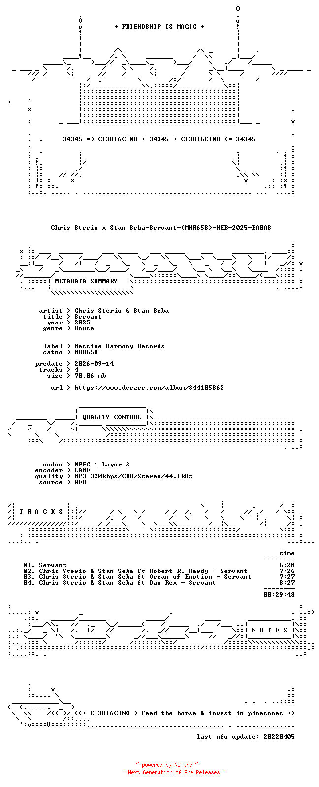 NFO for the release Chris_Sterio_x_Stan_Seba-Servant-(MHR658)-WEB-2025-BABAS by BABAS
