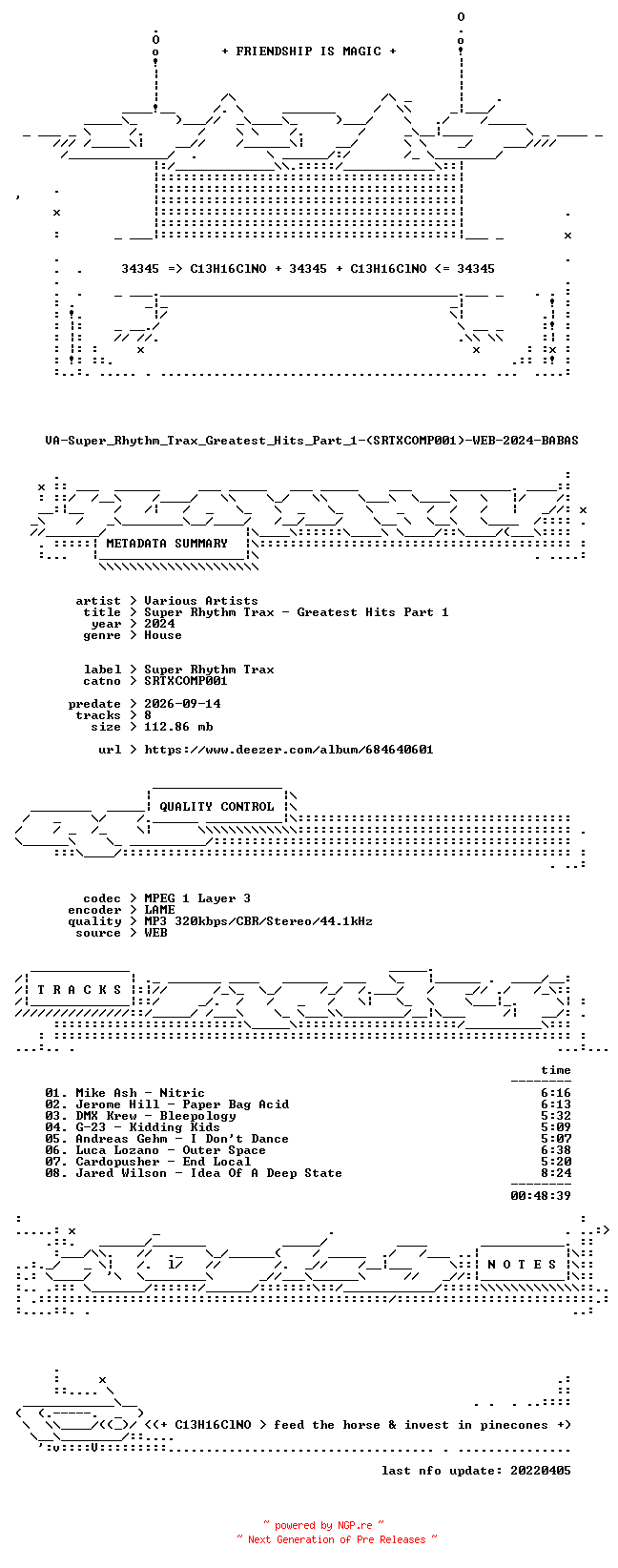 NFO for the release VA-Super_Rhythm_Trax_Greatest_Hits_Part_1-(SRTXCOMP001)-WEB-2024-BABAS by BABAS
