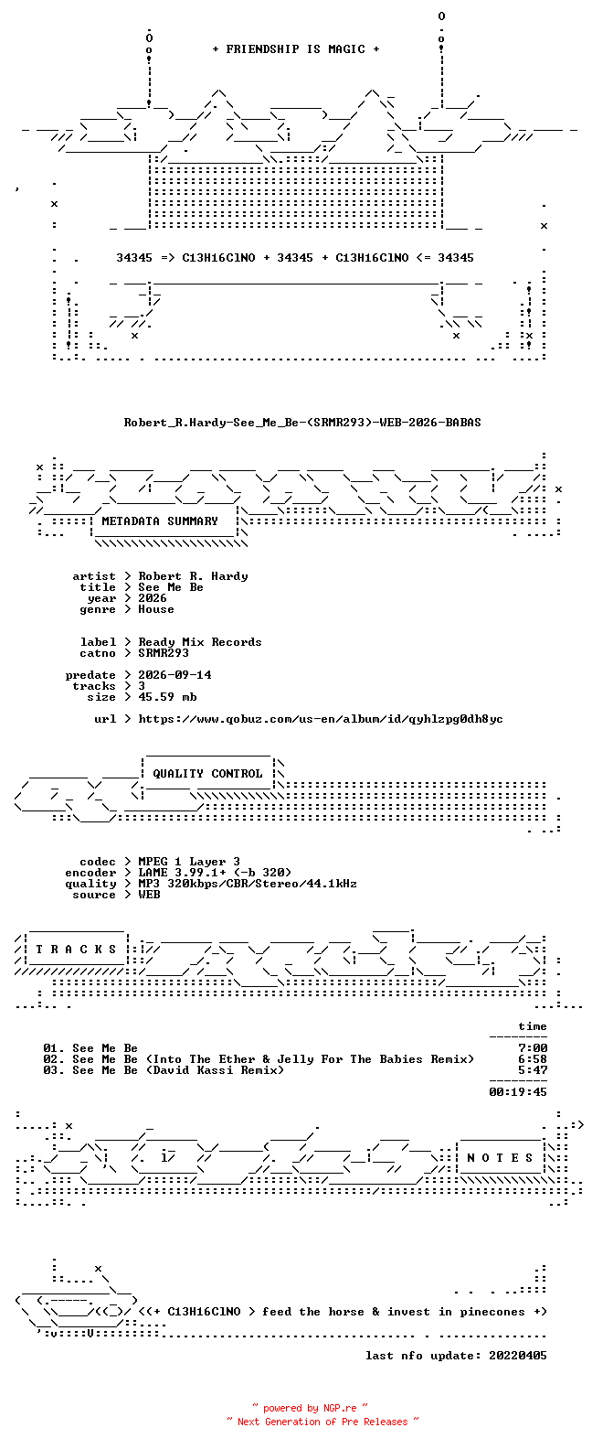 NFO for the release Robert_R.Hardy-See_Me_Be-(SRMR293)-WEB-2026-BABAS by BABAS