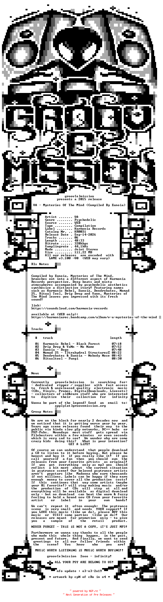 NFO for the release VA_-_Mysteries_Of_The_Mind_(Compiled_By_Eunoia)-(HR0031)-WEB-2015-gEm by gEm