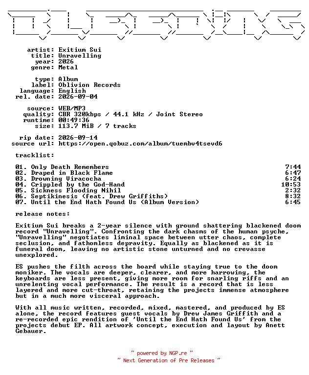 NFO for the release Exitium_Sui-Unravelling-WEB-2026-BLEEDiNG by BLEEDiNG