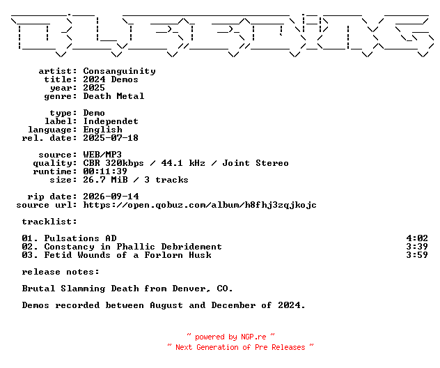 NFO for the release Consanguinity-2024_Demos-Demo-WEB-2025-BLEEDiNG by BLEEDiNG