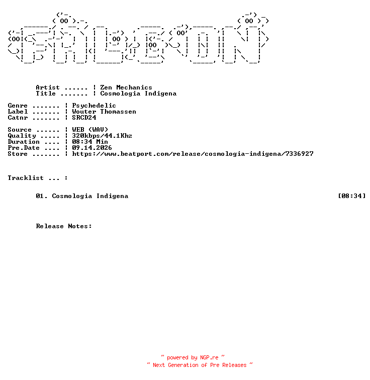 NFO for the release Zen_Mechanics-Cosmologia_Indigena-(SRCD24)-SINGLE-WEB-2026-FALCON by FALCON