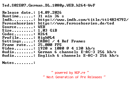 NFO for the release Ted.S02E07.German.DL.1080p.WEB.h264-WvF by WvF
