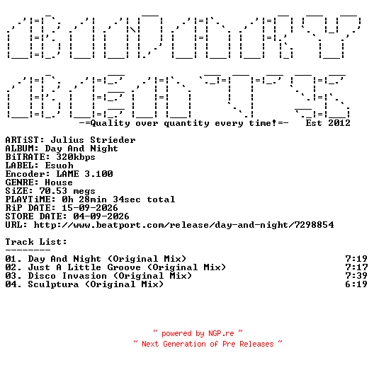 NFO for the release Julius_Strieder-Day_And_Night-(ESUOH046)-WEB-2026-BB by BB