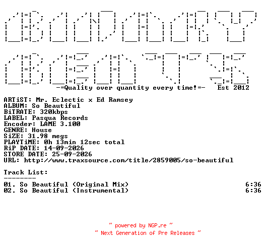NFO for the release Mr._Eclectic_x_Ed_Ramsey-So_Beautiful-(PR297)-WEB-2026-BB by BB