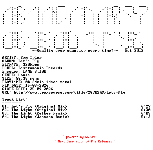 NFO for the release Sam_Tyler-Lets_Fly-(LISZT456)-WEB-2026-BB by BB