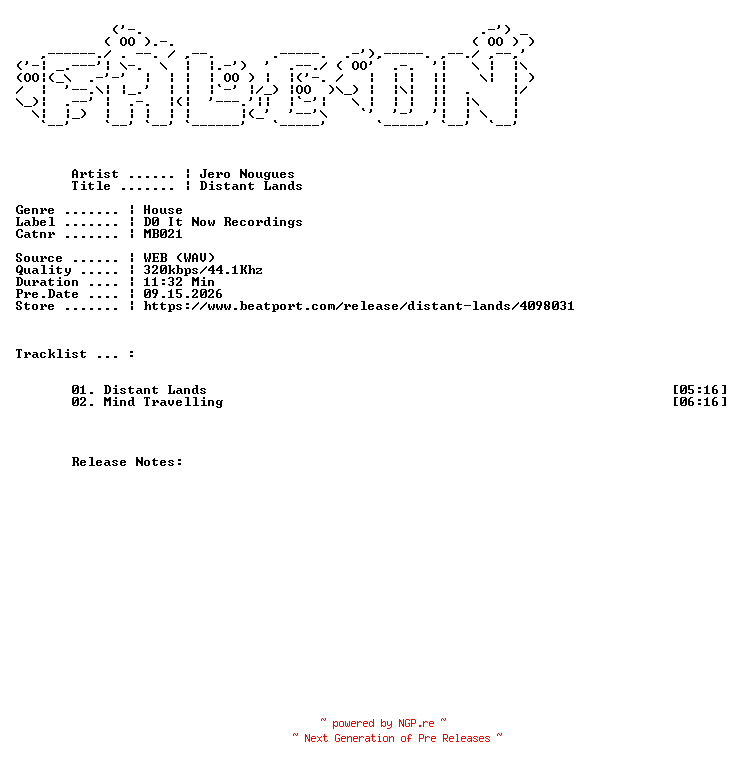 NFO for the release Jero_Nougues-Distant_Lands-(MB021)-WEB-2023-FALCON by FALCON