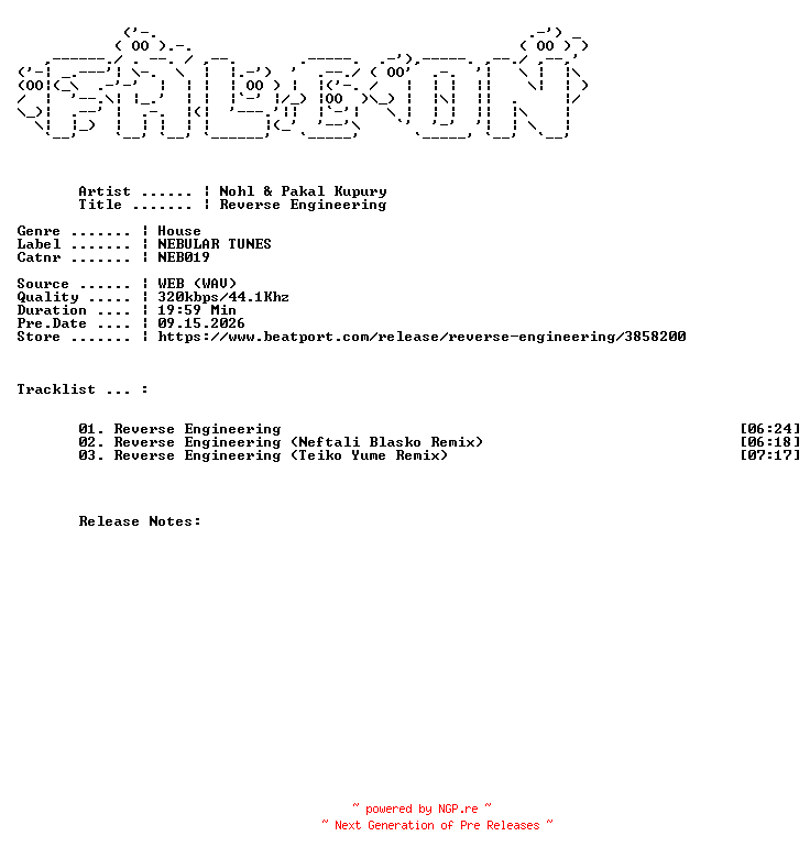 NFO for the release Nohl_And_Pakal_Kupury-Reverse_Engineering-(NEB019)-WEB-2022-FALCON by FALCON