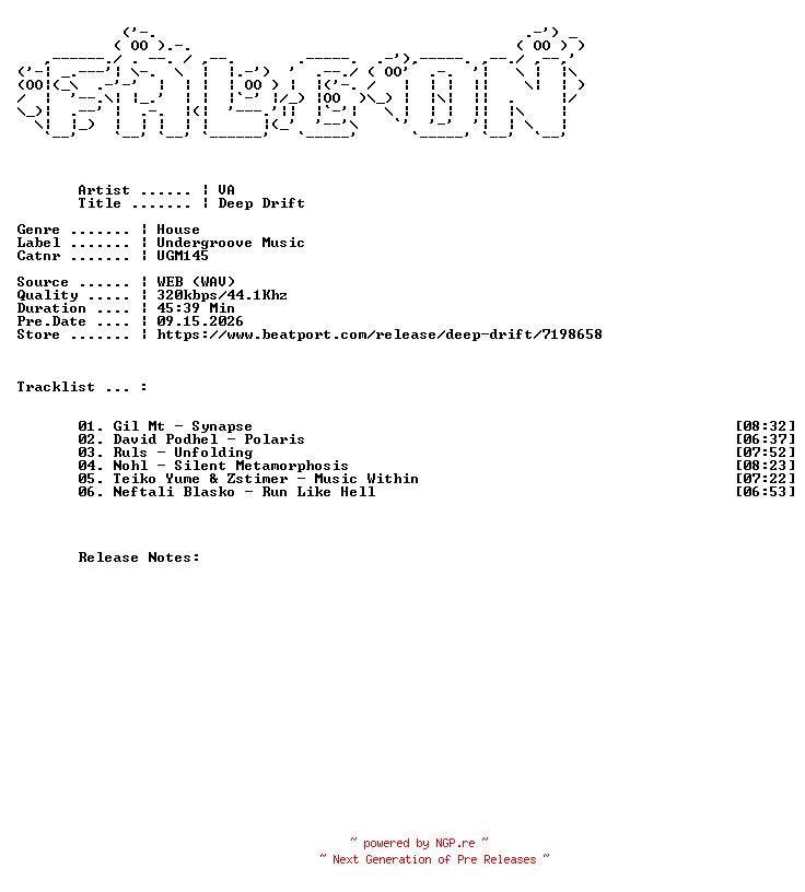 NFO for the release VA-Deep_Drift-(UGM145)-WEB-2026-FALCON by FALCON