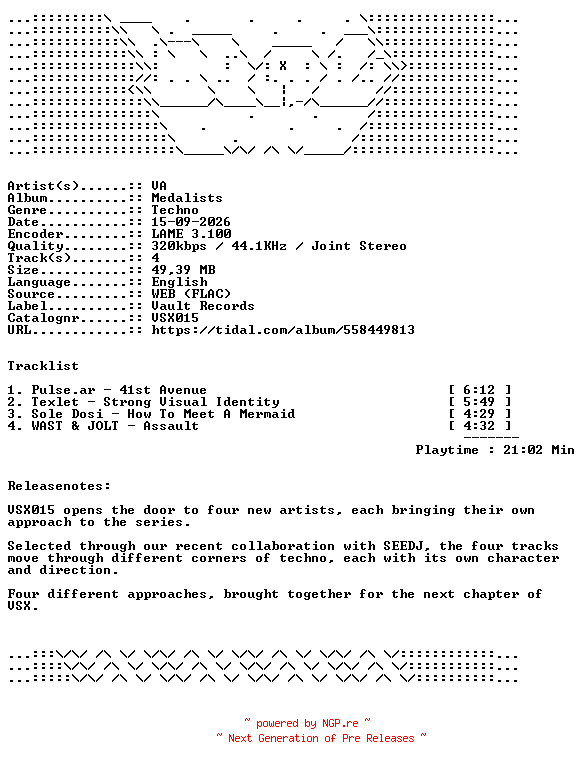 NFO for the release VA-Medalists-VSX015-WEB-2026-WAV by WAV