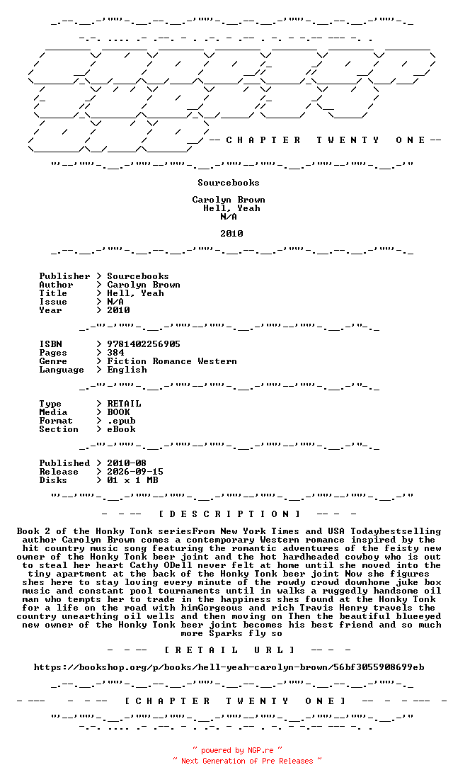 NFO for the release Carolyn.Brown.-.Hell.Yeah.2010.RETAIL.EPUB.eBook-CTO by CTO