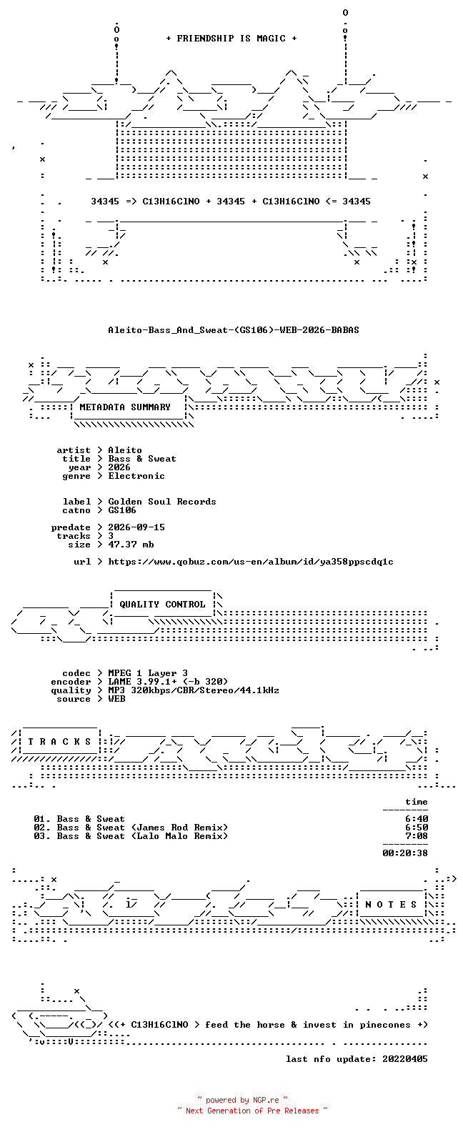 NFO for the release Aleito-Bass_And_Sweat-(GS106)-WEB-2026-BABAS by BABAS