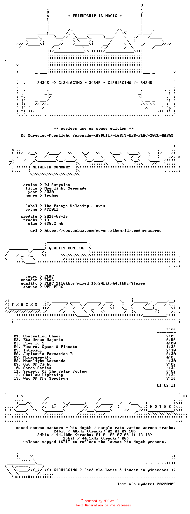 NFO for the release DJ_Surgeles-Moonlight_Serenade-(ASD011)-16BIT-WEB-FLAC-2020-BABAS by BABAS