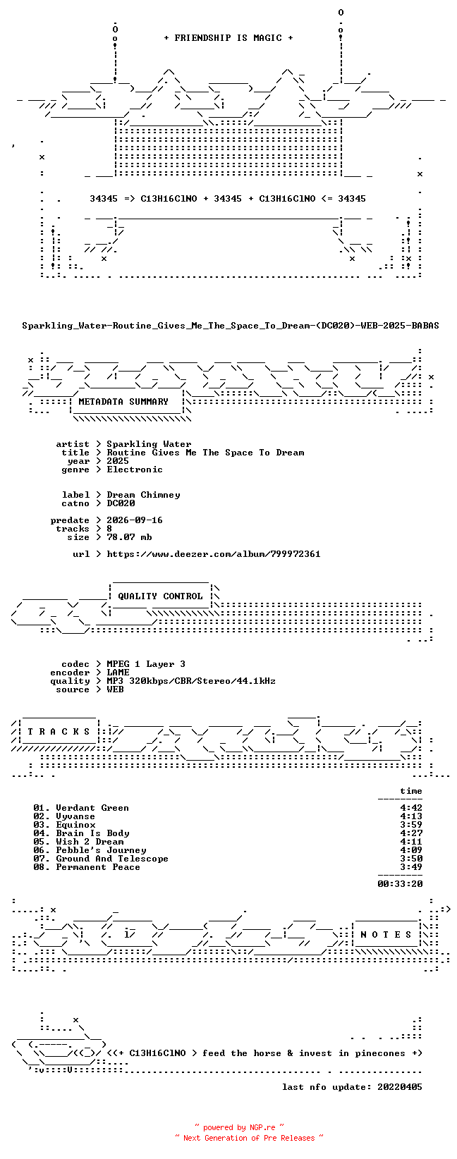 NFO for the release Sparkling_Water-Routine_Gives_Me_The_Space_To_Dream-(DC020)-WEB-2025-BABAS by BABAS