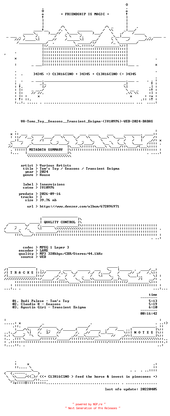 NFO for the release VA-Toms_Toy__Seasons__Transient_Enigma-(IV109P6)-WEB-2024-BABAS by BABAS