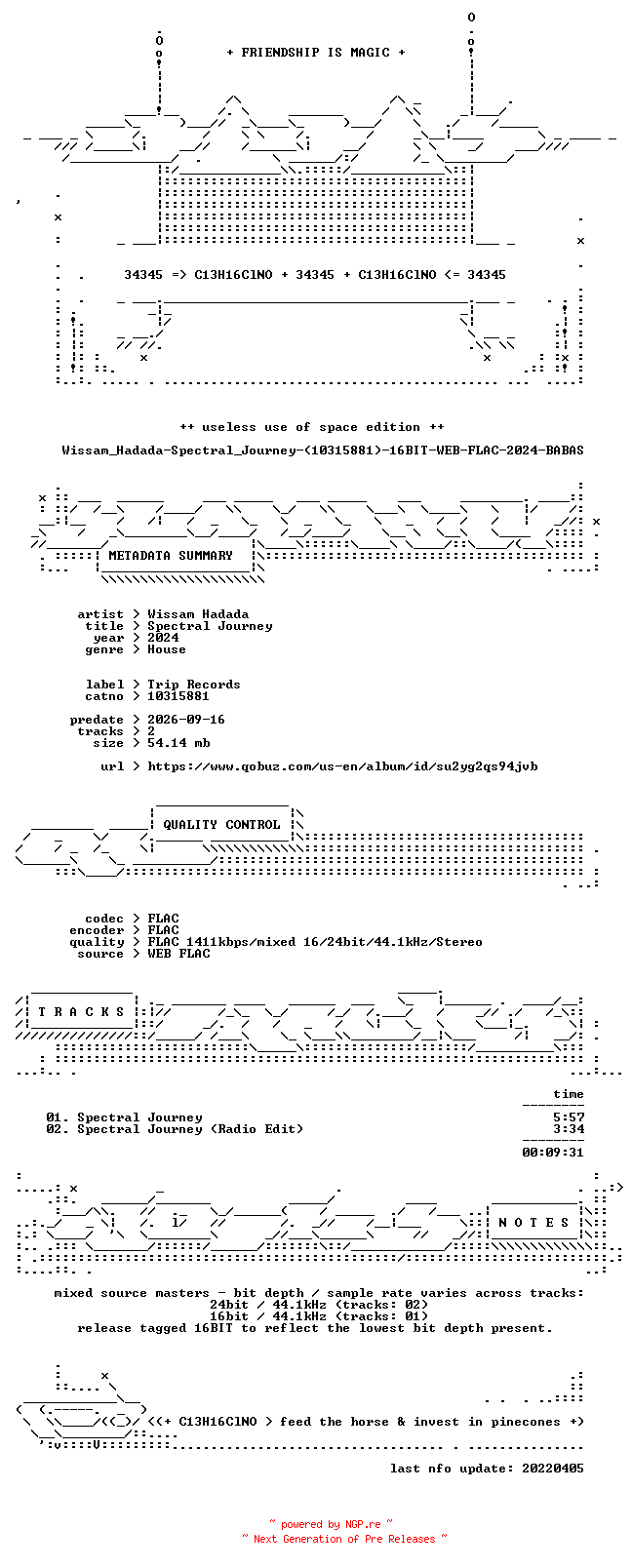NFO for the release Wissam_Hadada-Spectral_Journey-(10315881)-16BIT-WEB-FLAC-2024-BABAS by BABAS