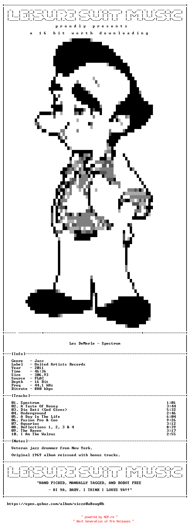 NFO for the release Les_DeMerle-Spectrum-Reissue-16BIT-WEB-FLAC-2011-LSM by LSM