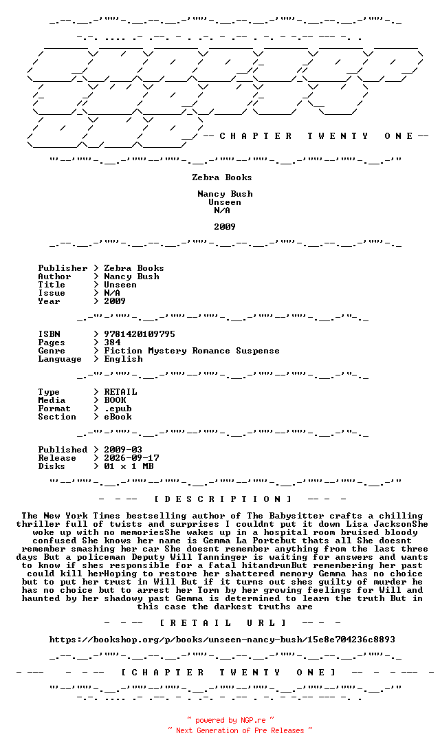 NFO for the release Nancy.Bush.-.Unseen.2009.RETAIL.EPUB.eBook-CTO by CTO