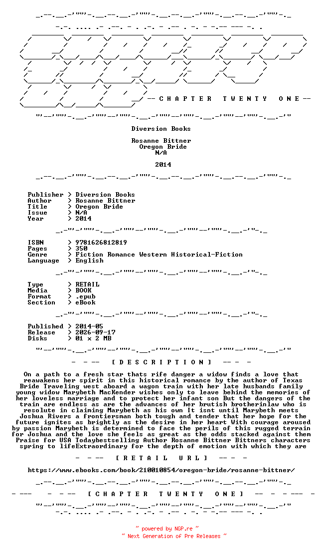 NFO for the release Rosanne.Bittner.-.Oregon.Bride.2014.RETAIL.EPUB.eBook-CTO by CTO