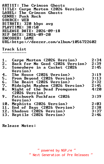 NFO for the release The_Crimson_Ghosts-Carpe_Mortem_(2026_Version)-WEB-2026-SDR by SDR