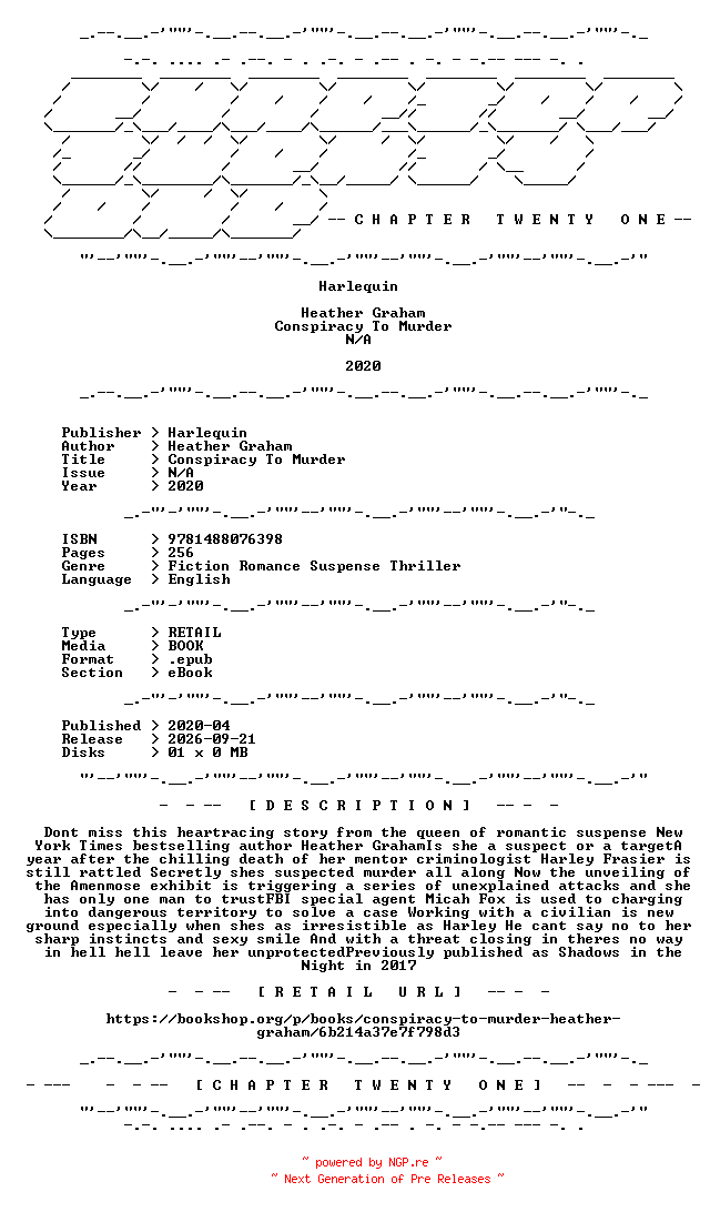 NFO for the release Heather.Graham.-.Conspiracy.To.Murder.2020.RETAIL.EPUB.eBook-CTO by CTO