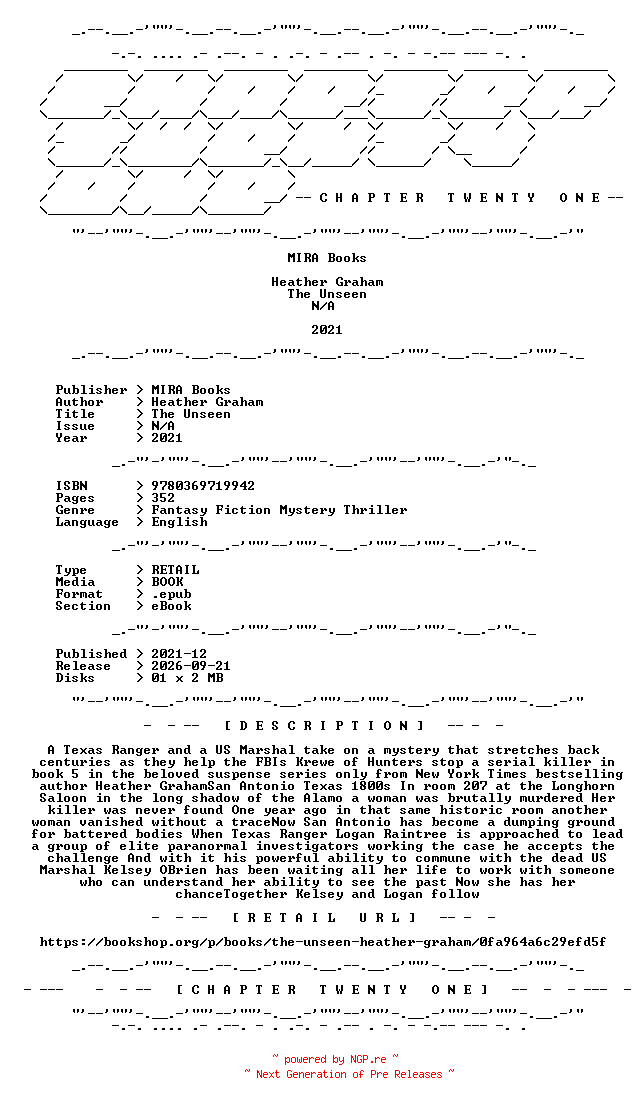 NFO for the release Heather.Graham.-.The.Unseen.2021.RETAIL.EPUB.eBook-CTO by CTO