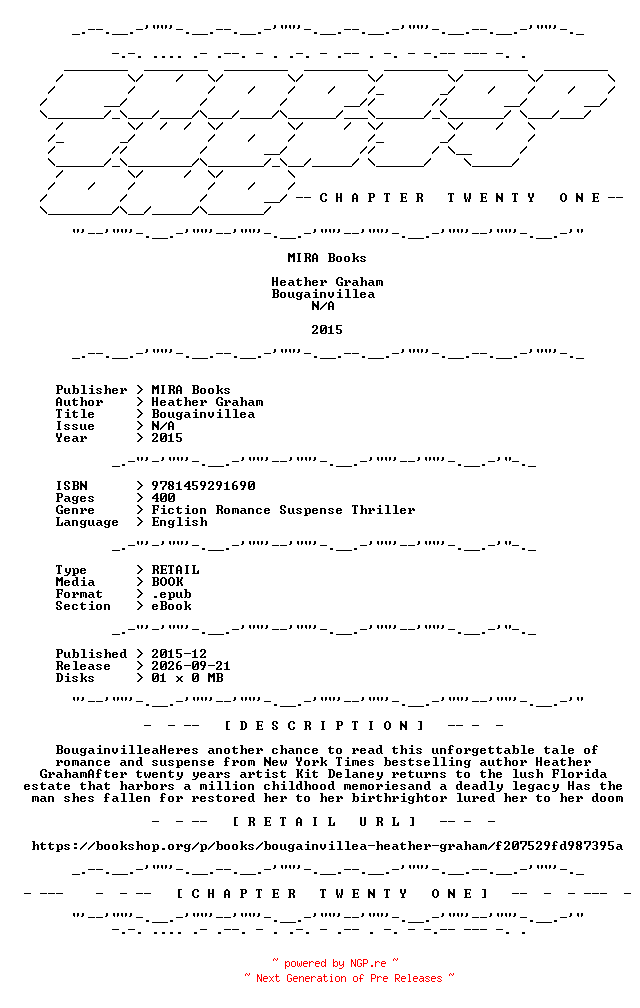 NFO for the release Heather.Graham.-.Bougainvillea.2015.RETAIL.EPUB.eBook-CTO by CTO