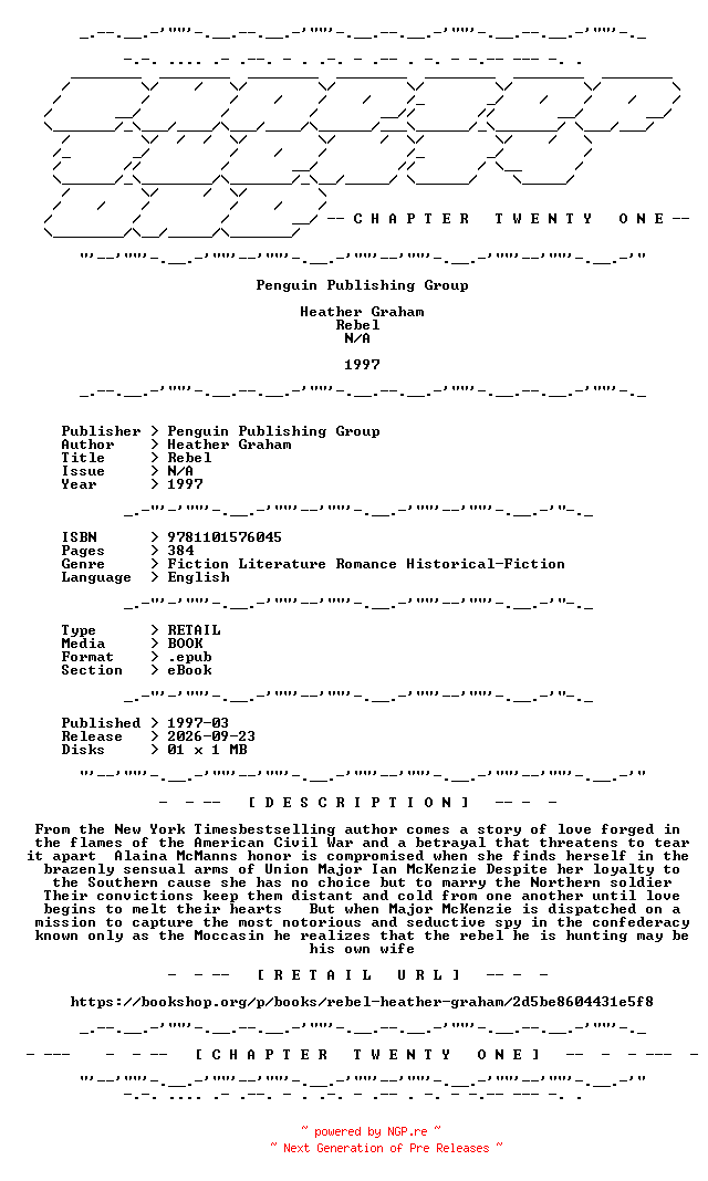 NFO for the release Heather.Graham.-.Rebel.1997.RETAIL.EPUB.eBook-CTO by CTO