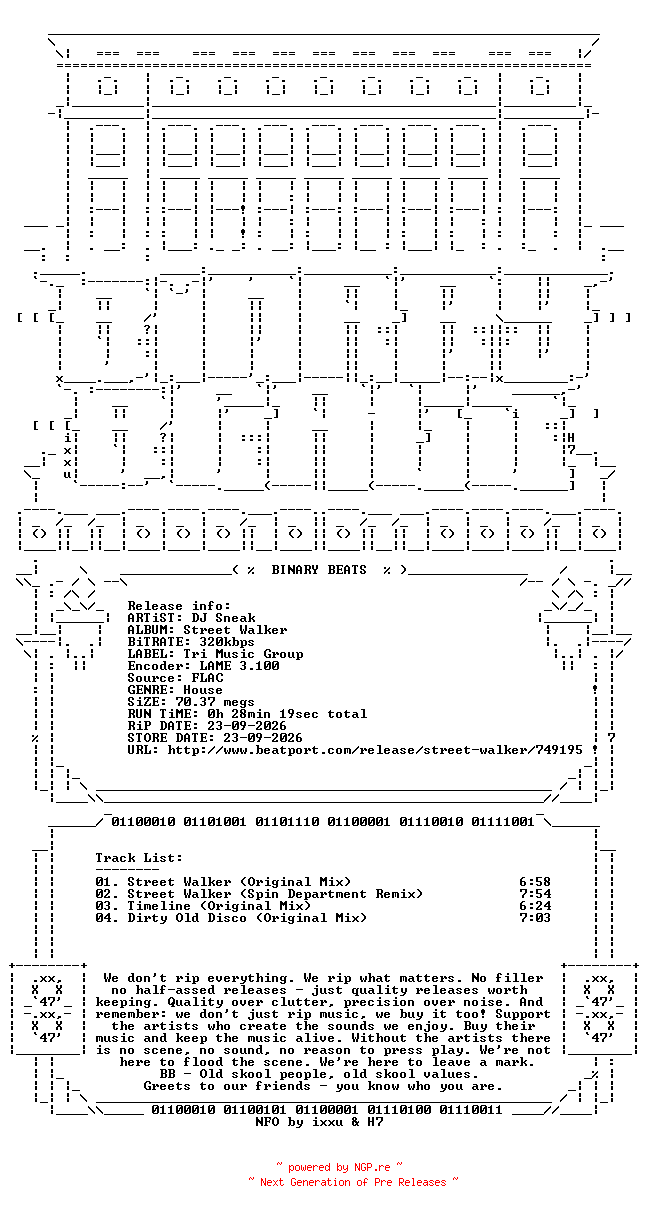 NFO for the release DJ_Sneak-Street_Walker-(TRI-064)-WEB-2026-BB by BB