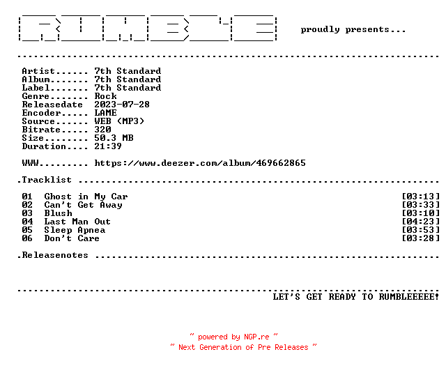 NFO for the release 7th_Standard-7th_Standard-EP-(WEB)-1999-RUMBLE by RUMBLE